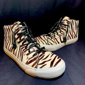 Sperry x Rebecca Minkoff High-Top Sneakers Athletic Zebra Calf hair sz 9